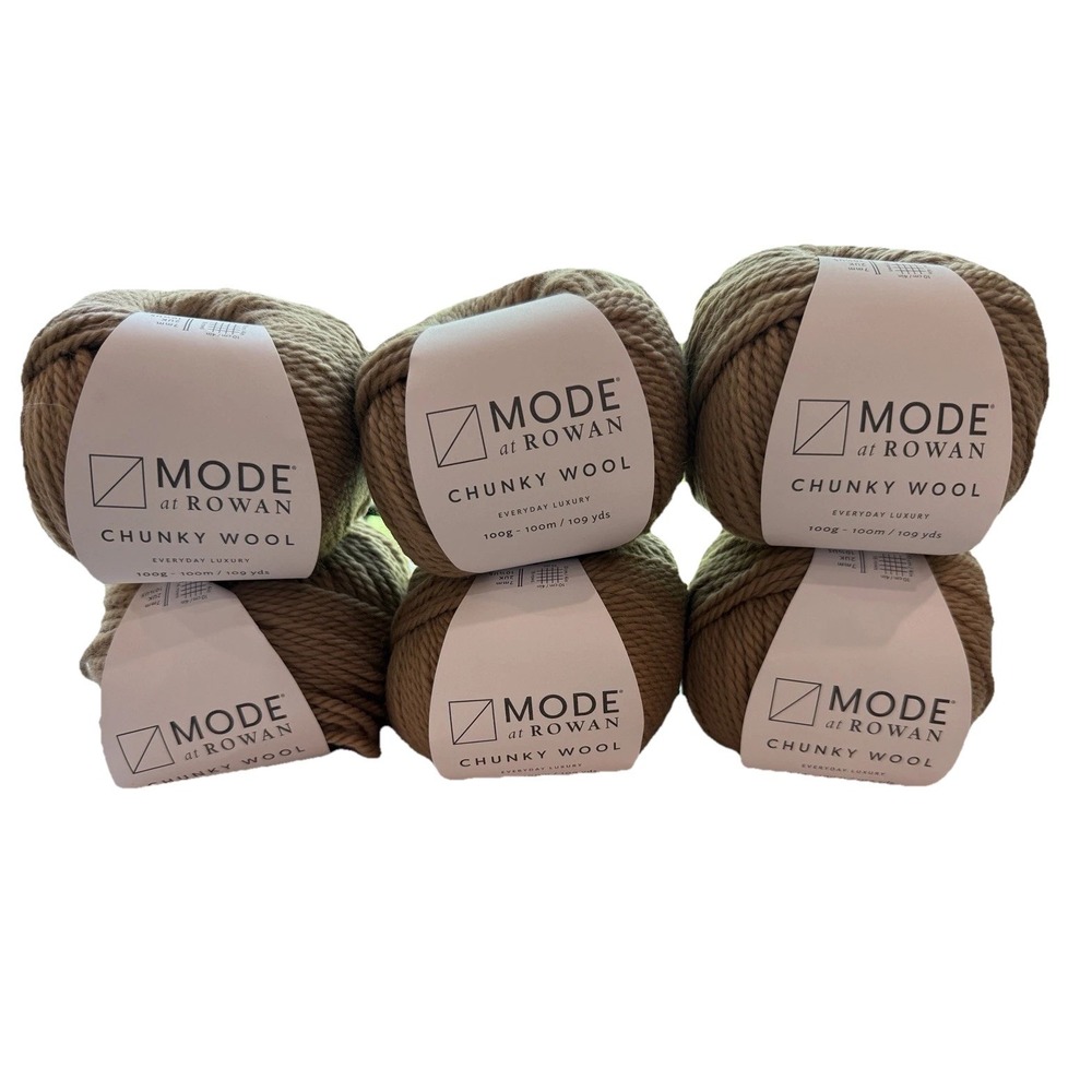 6 Skeins MODE at Rowan Chunky Wool - Shade 016 Camel - 100% Wool Same Lot No